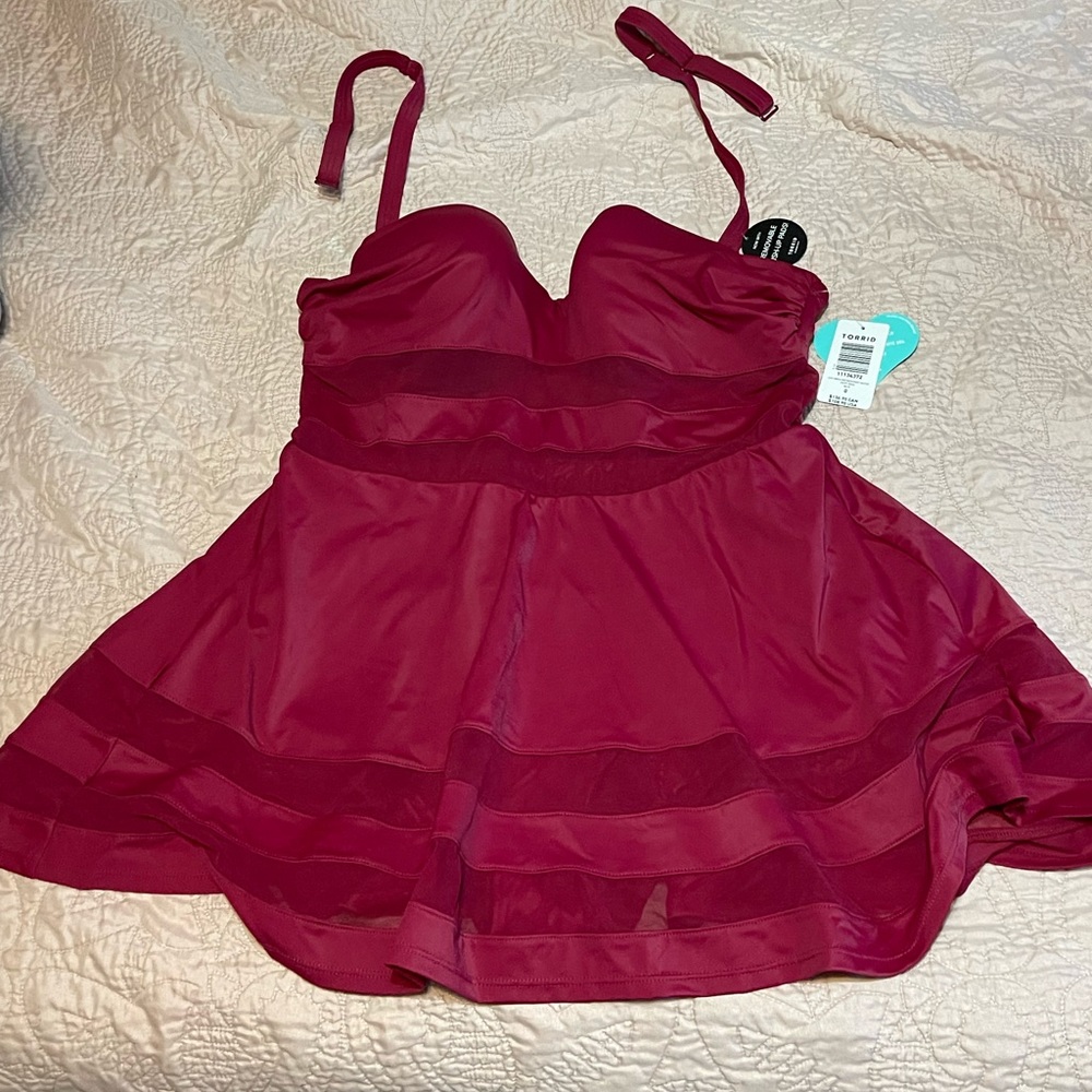 Torrid burgundy swim dress size 1